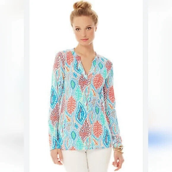 Tunique à Perles Lilly Pulitzer Sarasota - Neuf Avec étiquettes - Taille S M XL - Multi Couleurs Let Minnow Blue